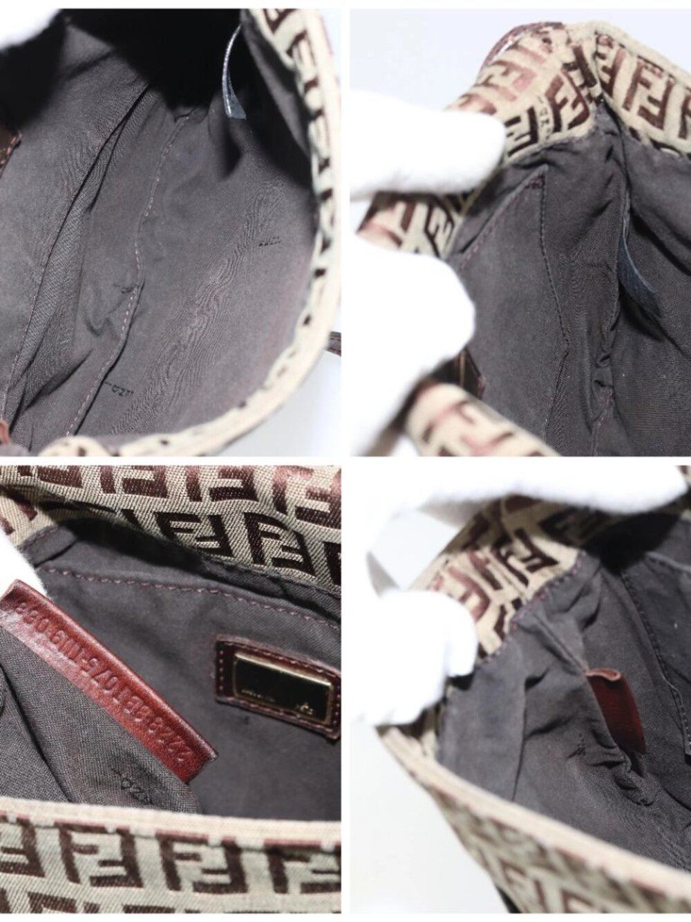 FENDI Zucchino Canvas Mamma Baguette Shoulder Bag Brown Gold Auth gh1492 - Picture 16 of 16